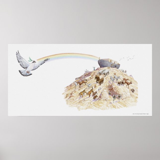Darstellung der Arche Noahs mit verlassend Tieren Poster (Vorne)