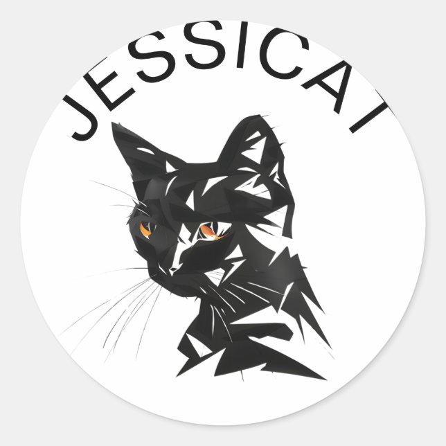 Darstellung der geometrischen schwarzen Katze Runder Aufkleber (Vorderseite)