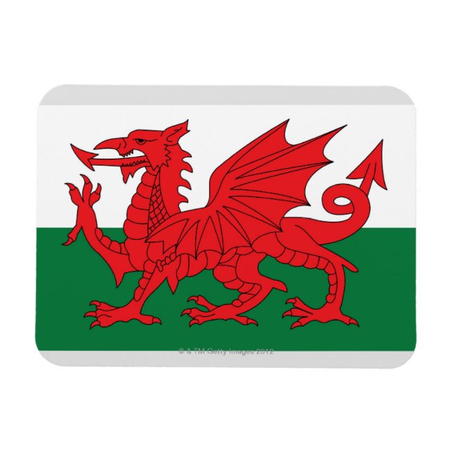 Darstellung der Nationalflagge von Wales, mit rote Magnet (Horizontal)