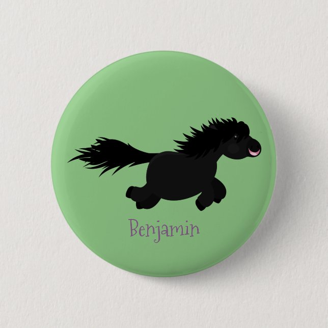 Darstellung der Pony-Cartoon in Shetland-niedlich Button (Vorderseite)