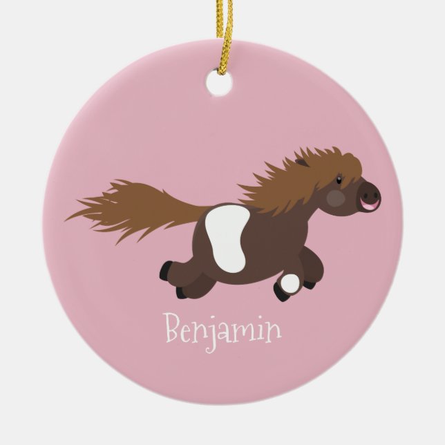 Darstellung der Pony-Cartoon in Shetland-niedlich Keramik Ornament (Vorne)