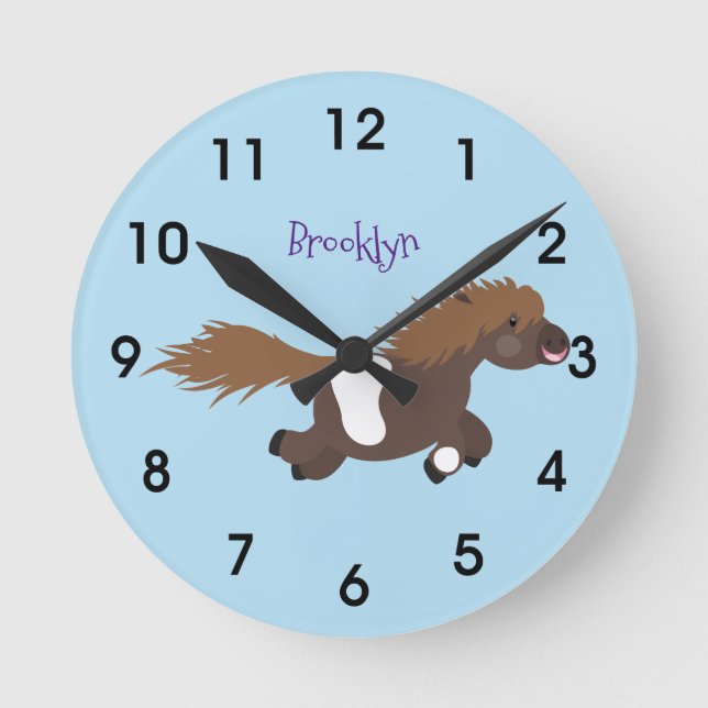 Darstellung der Pony-Cartoon in Shetland-niedlich Runde Wanduhr (Vorderseite)