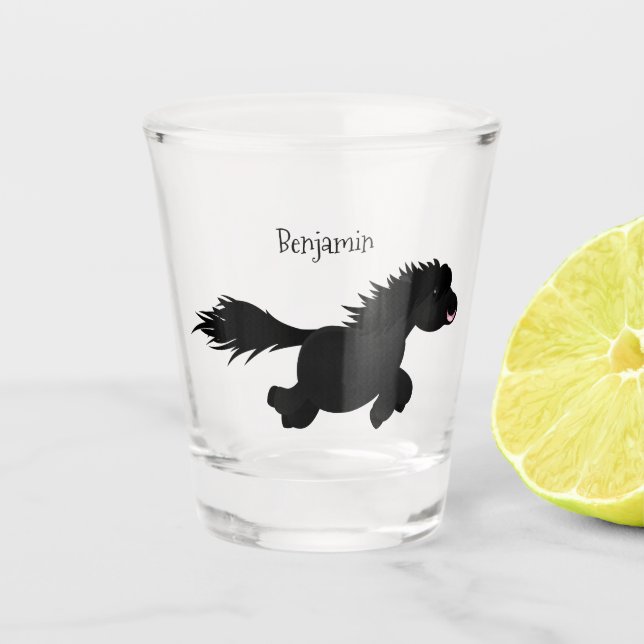 Darstellung der Pony-Cartoon in Shetland-niedlich Schnapsglas (Vorderseite)