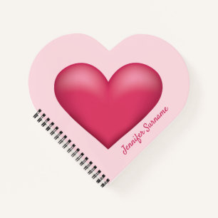 Darstellung der rosa Herzform mit benutzerdefinier Notizbuch