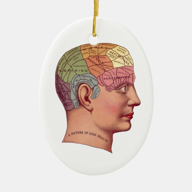 Darstellung der Vintagen Gehirnfunktion Keramik Ornament (Vorne)