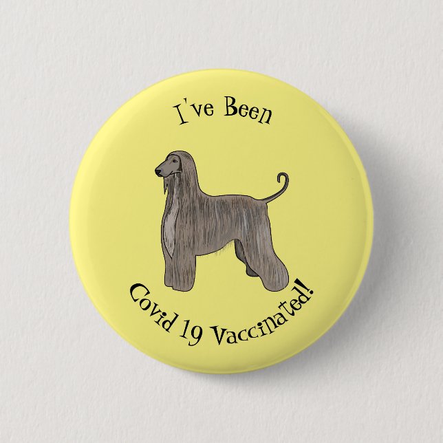 Darstellung des afghanischen Hundshundes-Cartoon Button (Vorderseite)