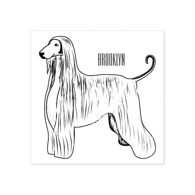 Darstellung des afghanischen Hundshundes-Cartoon Gummistempel (Prägung)