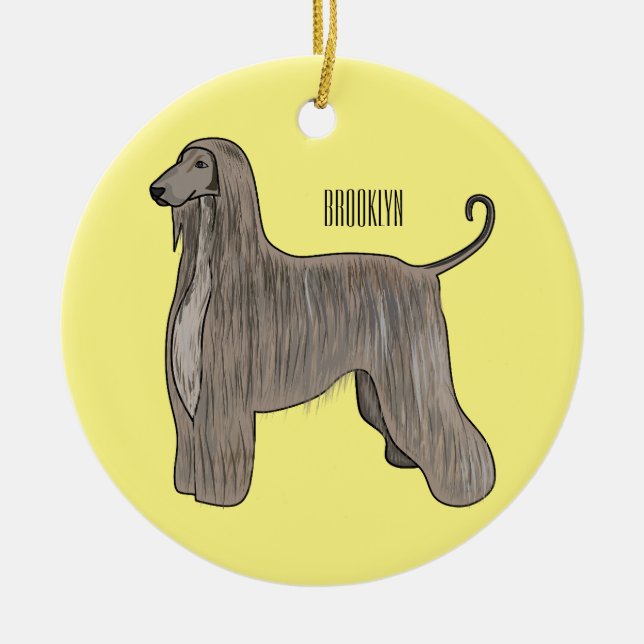 Darstellung des afghanischen Hundshundes-Cartoon Keramik Ornament (Vorne)