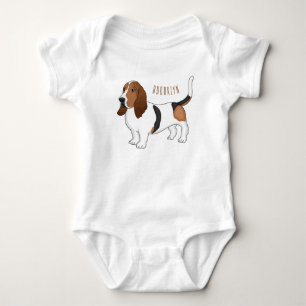 Darstellung des Basset-Hunde-Cartoon Baby Strampler