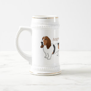 Darstellung des Basset-Hunde-Cartoon Bierglas