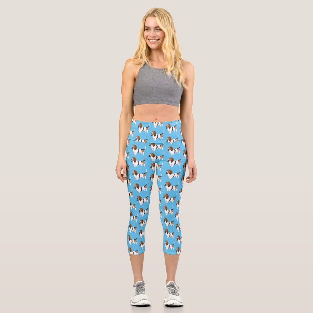 Darstellung des Basset-Hunde-Cartoon Capri Leggings (Vorderseite)