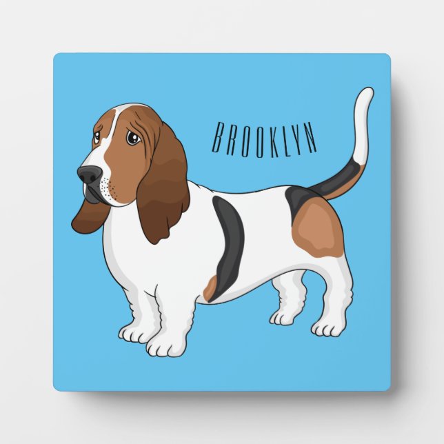 Darstellung des Basset-Hunde-Cartoon Fotoplatte (Vorderseite)