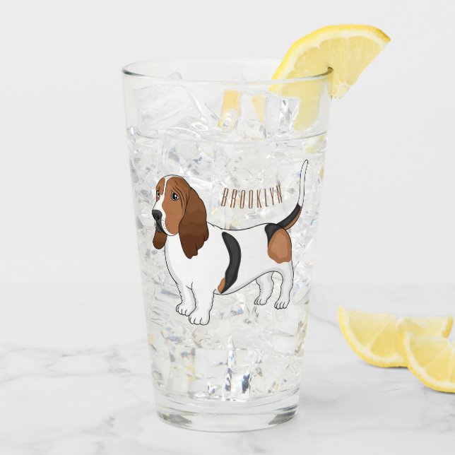 Darstellung des Basset-Hunde-Cartoon Glas (Rückseite Ice)