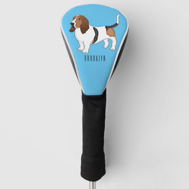 Darstellung des Basset-Hunde-Cartoon Golf Headcover (Vorderseite)