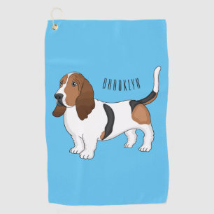 Darstellung des Basset-Hunde-Cartoon Golfhandtuch