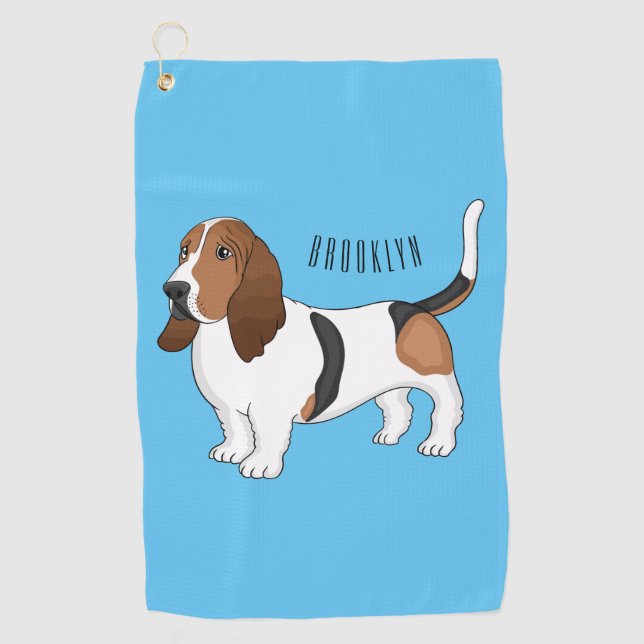 Darstellung des Basset-Hunde-Cartoon Golfhandtuch (Vorderseite)