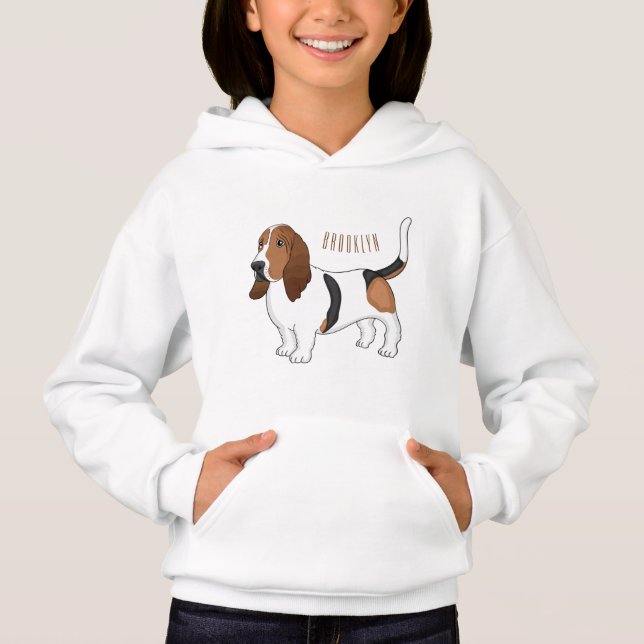 Darstellung des Basset-Hunde-Cartoon Hoodie (Vorderseite)