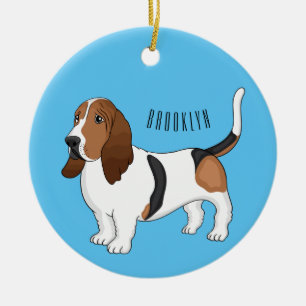 Darstellung des Basset-Hunde-Cartoon Keramik Ornament
