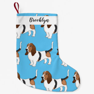 Darstellung des Basset-Hunde-Cartoon Kleiner Weihnachtsstrumpf