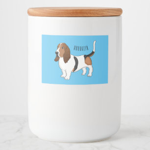 Darstellung des Basset-Hunde-Cartoon Lebensmitteletikett
