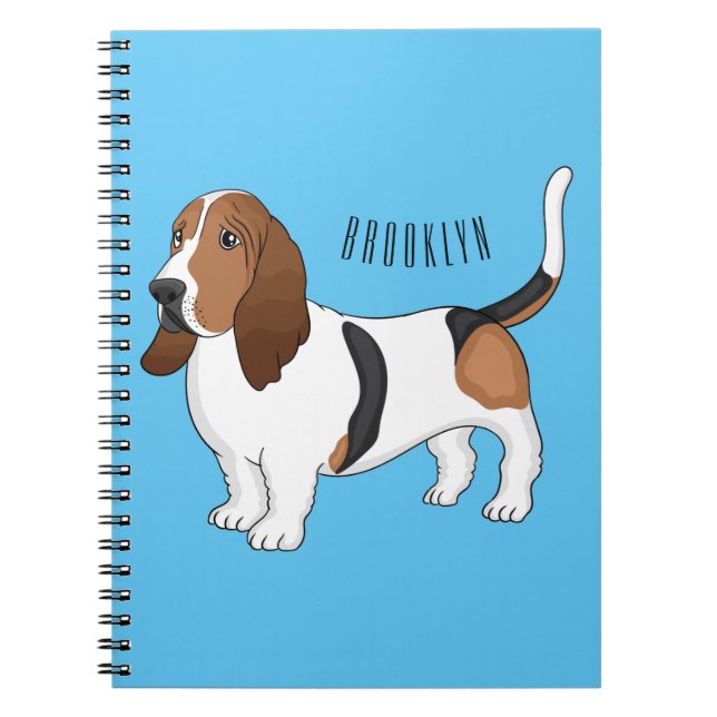 Darstellung des Basset-Hunde-Cartoon Notizblock (Vorderseite)