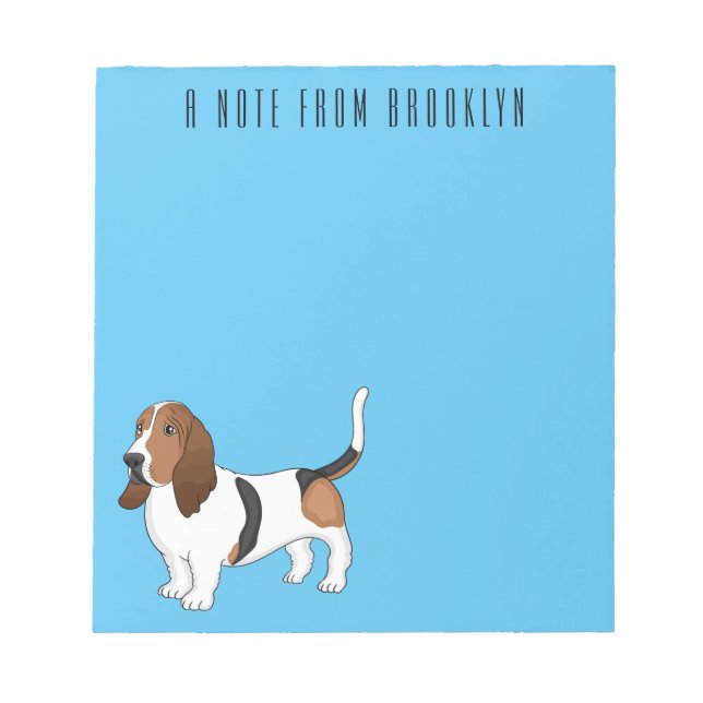 Darstellung des Basset-Hunde-Cartoon Notizblock (Vorderseite)