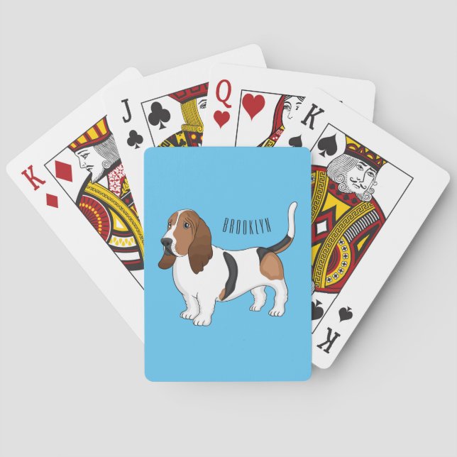 Darstellung des Basset-Hunde-Cartoon Spielkarten (Rückseite)