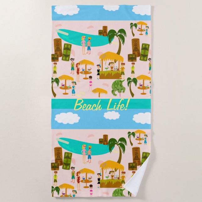Darstellung des Beach Life Beach Party Strandtuch (Vorderseite)