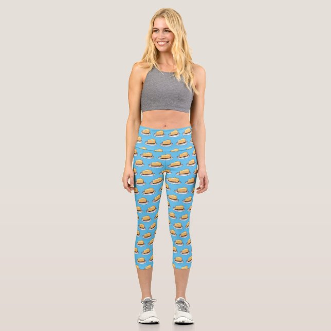 Darstellung des Cartoon Cheesecake Capri Leggings (Vorderseite)