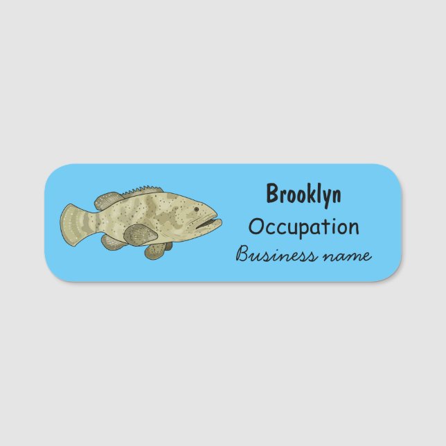 Darstellung des Cartoon des Groupers Namensschild (Vorderseite)