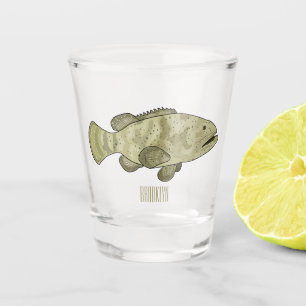 Darstellung des Cartoon des Groupers Schnapsglas