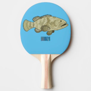 Darstellung des Cartoon des Groupers Tischtennis Schläger