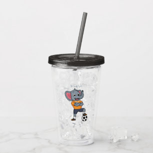 Darstellung des Cartoon eines Elephanten-Fußballsp Acryltrinkbecher