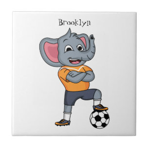 Darstellung des Cartoon eines Elephanten-Fußballsp Fliese