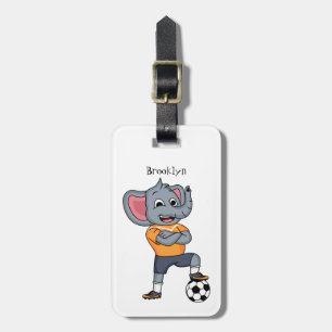 Darstellung des Cartoon eines Elephanten-Fußballsp Gepäckanhänger