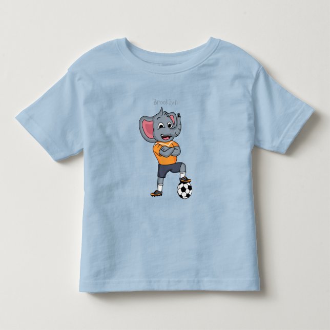 Darstellung des Cartoon eines Elephanten-Fußballsp Kleinkind T-shirt (Vorderseite)