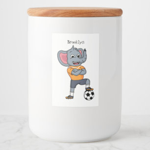 Darstellung des Cartoon eines Elephanten-Fußballsp Lebensmitteletikett