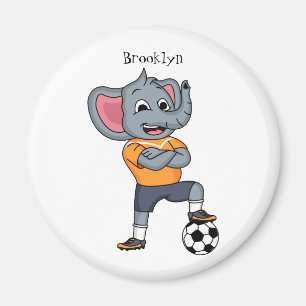 Darstellung des Cartoon eines Elephanten-Fußballsp Magnet