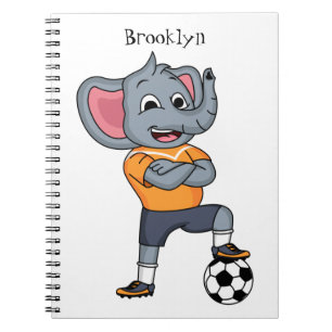 Darstellung des Cartoon eines Elephanten-Fußballsp Notizblock