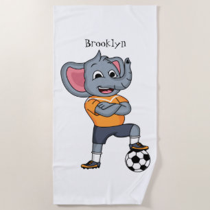 Darstellung des Cartoon eines Elephanten-Fußballsp Strandtuch