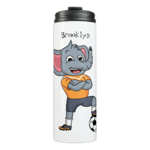 Darstellung des Cartoon eines Elephanten-Fußballsp Thermosbecher