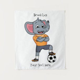Darstellung des Cartoon eines Elephanten-Fußballsp Wandteppich