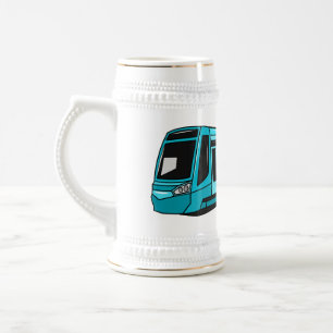 Darstellung des Cartoon elektrischer Lokomotive Bierglas