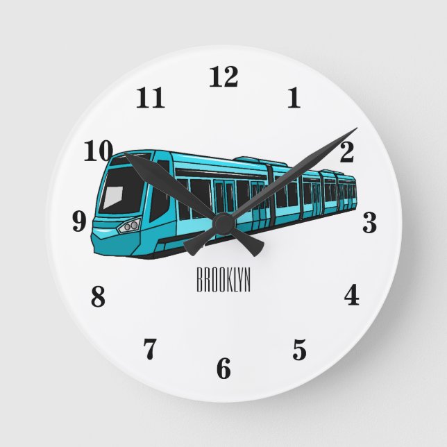 Darstellung des Cartoon elektrischer Lokomotive Runde Wanduhr (Vorderseite)