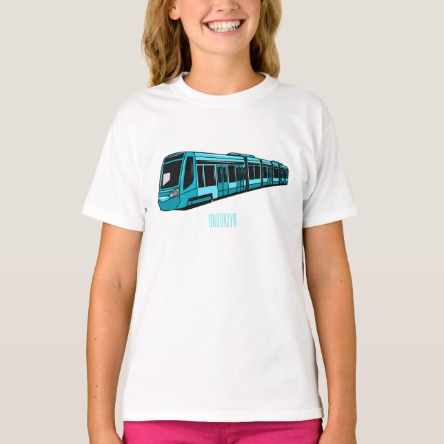 Darstellung des Cartoon elektrischer Lokomotive T-Shirt (Vorderseite)