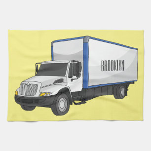 Darstellung des Cartoon im Box-LKW Geschirrtuch