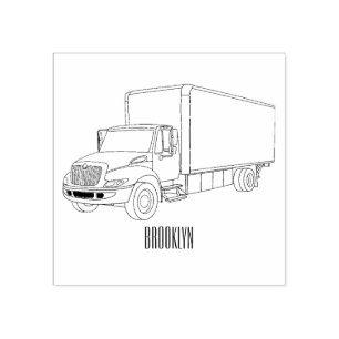 Darstellung des Cartoon im Box-LKW Gummistempel