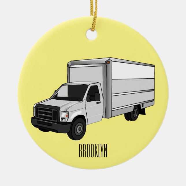 Darstellung des Cartoon im Box-LKW Keramik Ornament (Vorne)