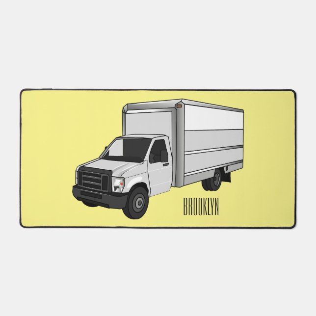 Darstellung des Cartoon im Box-LKW Schreibtischunterlage (Vorderseite)