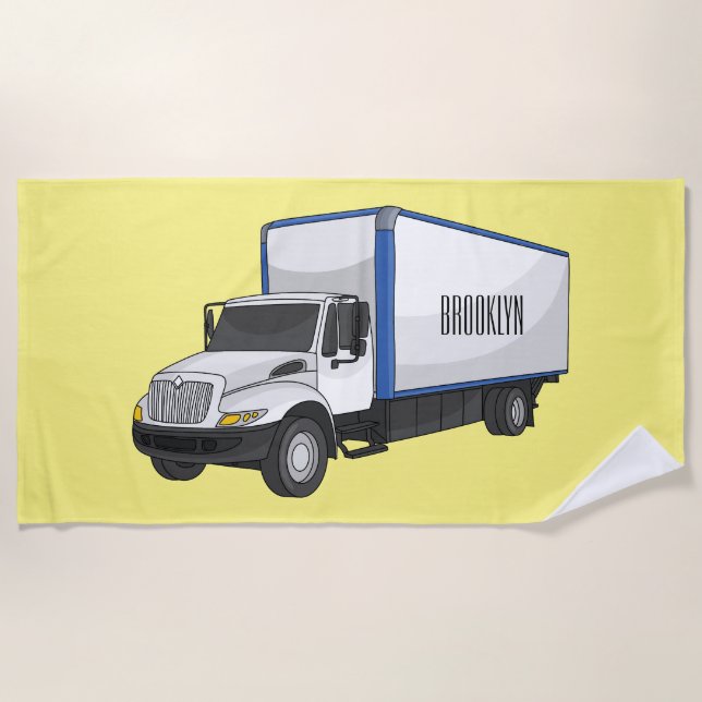 Darstellung des Cartoon im Box-LKW Strandtuch (Vorderseite)